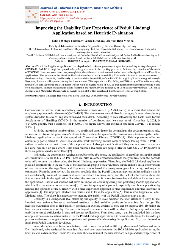 (PDF) Improving the Usability User Experience of Peduli Lindungi ...