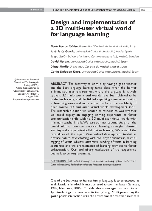 (PDF) Design and Implementation of a 3D Multi-User Virtual World for ...