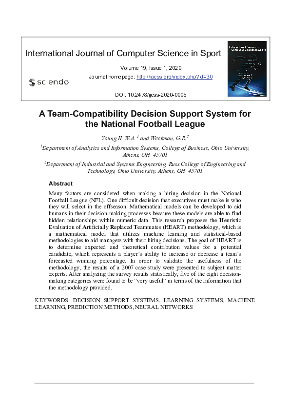 (PDF) A Team-Compatibility Decision Support System for the National ...