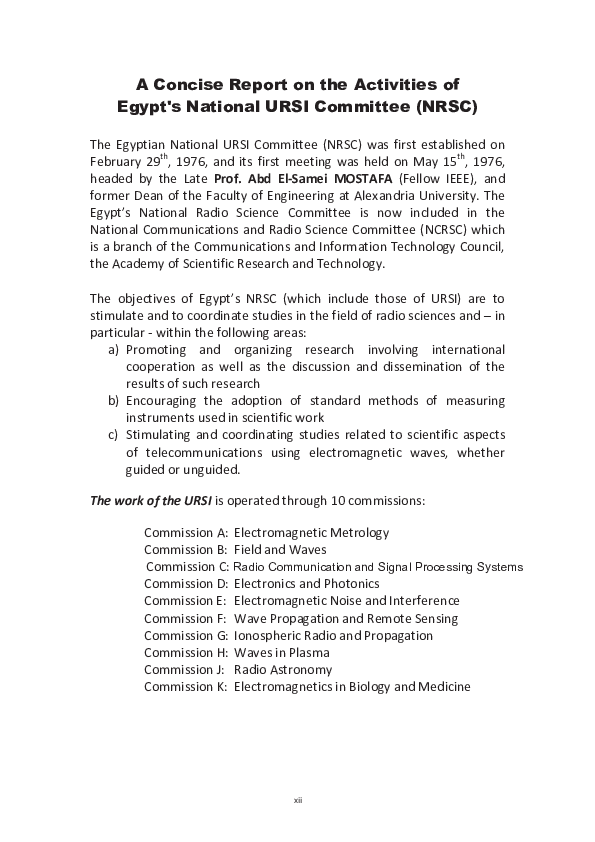 (PDF) A concise report on the activities of Egypt's National URSI ...