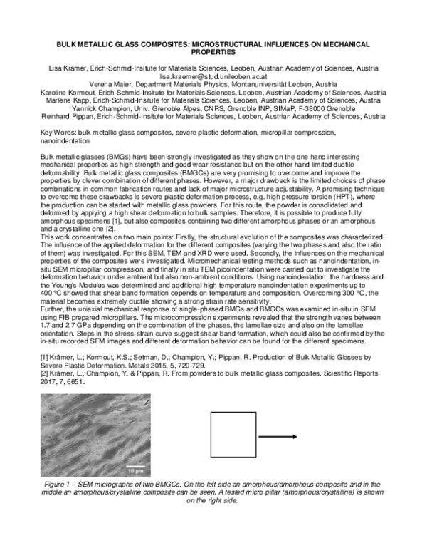 (PDF) Bulk metallic glass composites: microstructural influences on ...