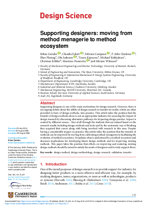 (PDF) Supporting designers: moving from method menagerie to method ...