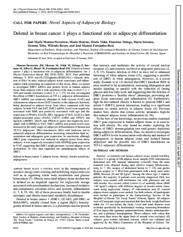 (PDF) Deleted in Breast Cancer 1 (DBC1) plays a functional role in ...