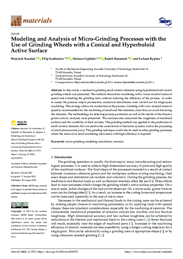 (PDF) Modeling and Analysis of Micro-Grinding Processes with the Use of ...