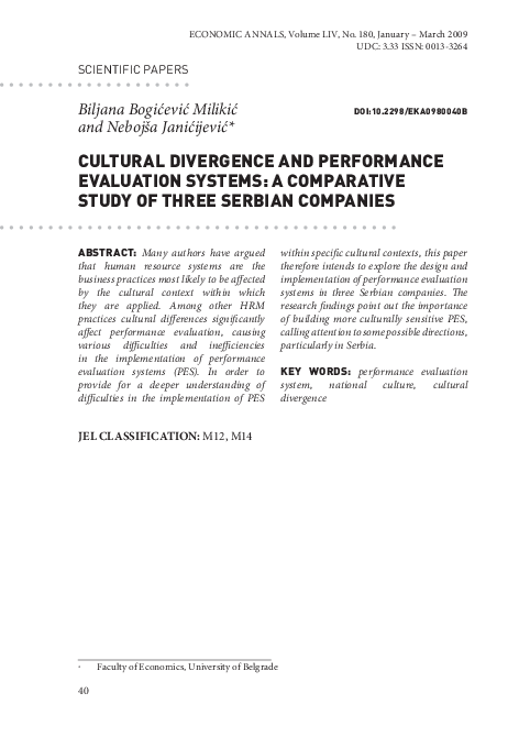 (PDF) Cultural divergence and performance evaluation systems: A ...