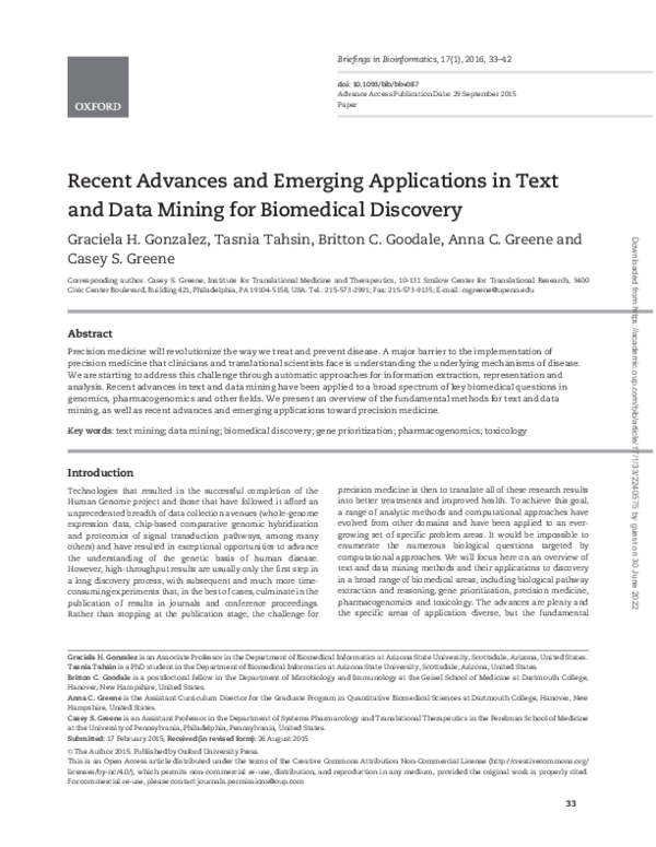 (PDF) Recent Advances and Emerging Applications in Text and Data Mining ...