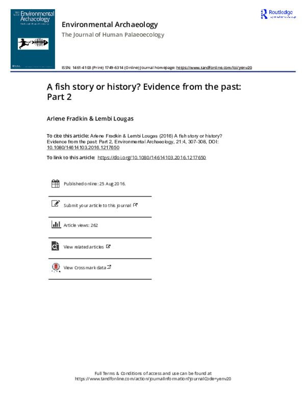 (PDF) A fish story or history? Evidence from the past: Part 2
