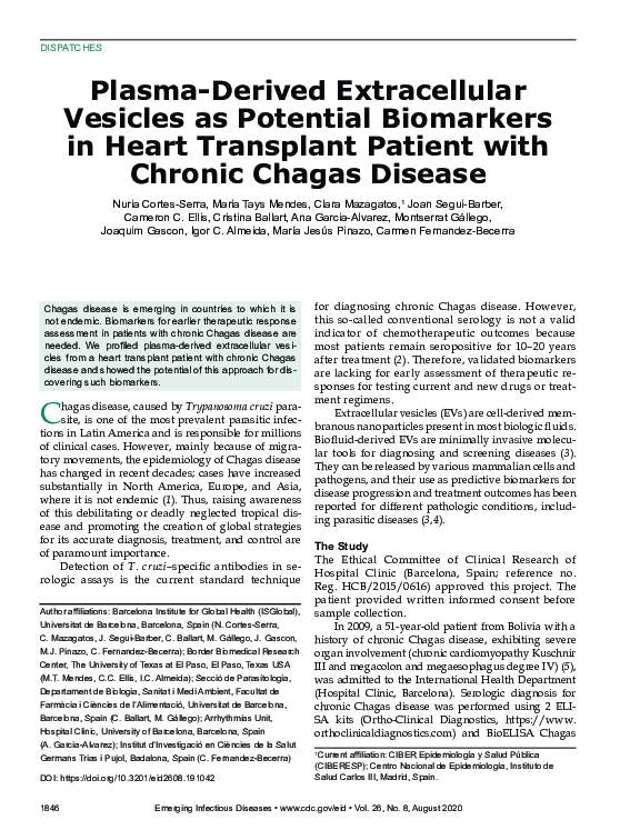 (PDF) Plasma-Derived Extracellular Vesicles as Potential Biomarkers in ...