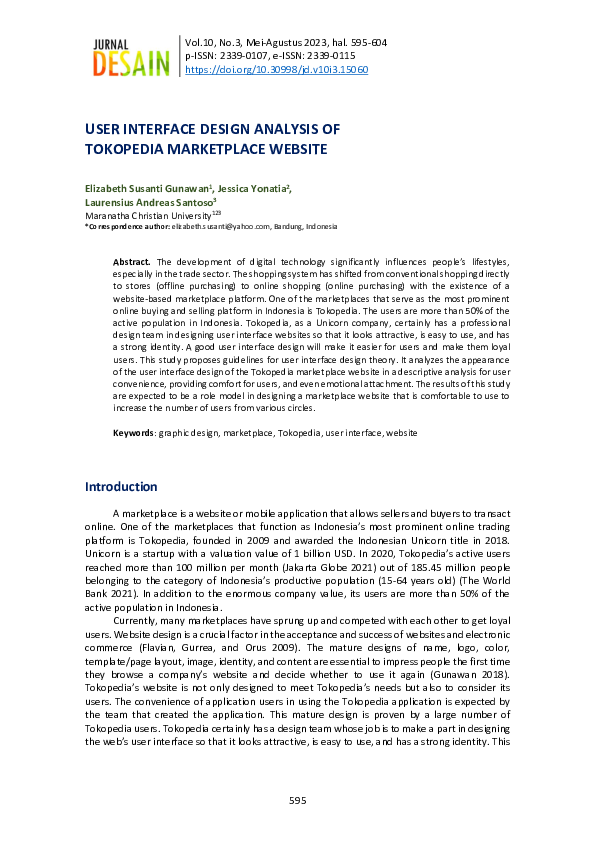 (PDF) USER INTERFACE DESIGN ANALYSIS OF TOKOPEDIA MARKETPLACE WEBSITE