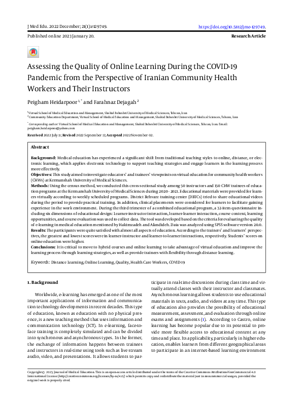 (PDF) Assessing the Quality of Online Learning During the COVID-19 ...