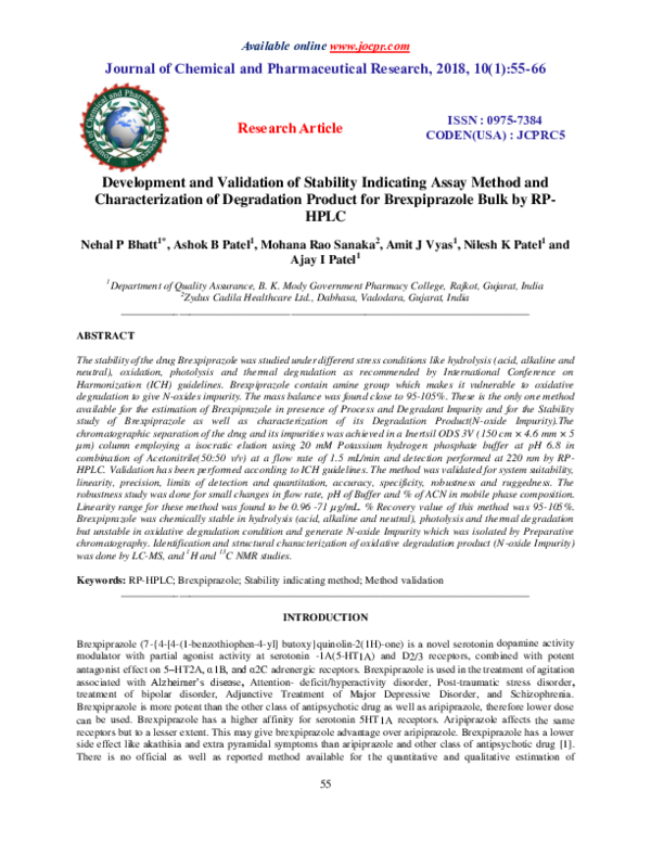 (PDF) Development and Validation of Stability Indicating Assay Method ...