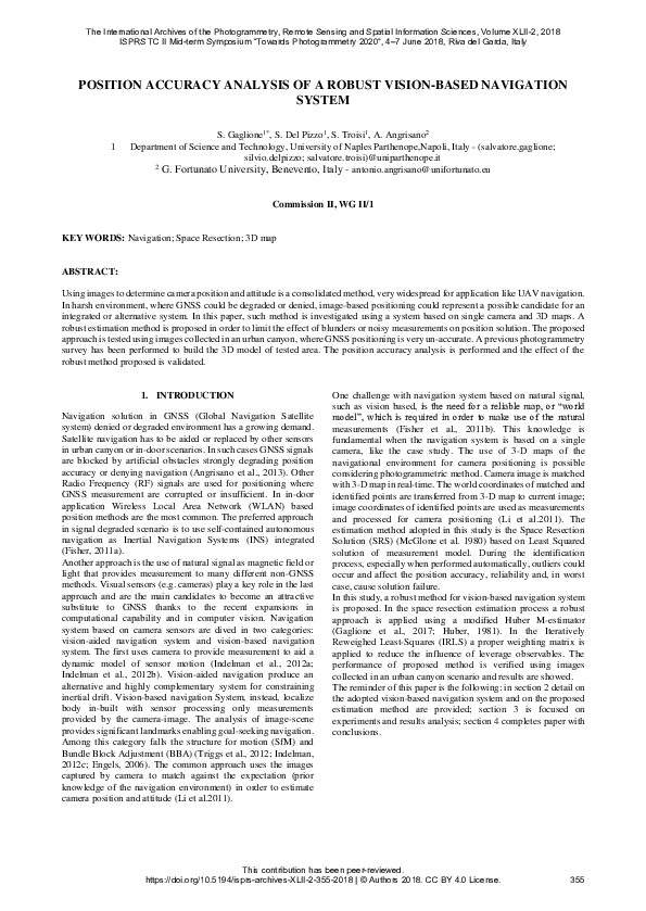 (PDF) Position Accuracy Analysis of a Robust Vision-Based Navigation
