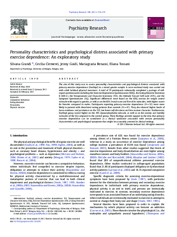 (PDF) Personality characteristics and psychological distress associated ...