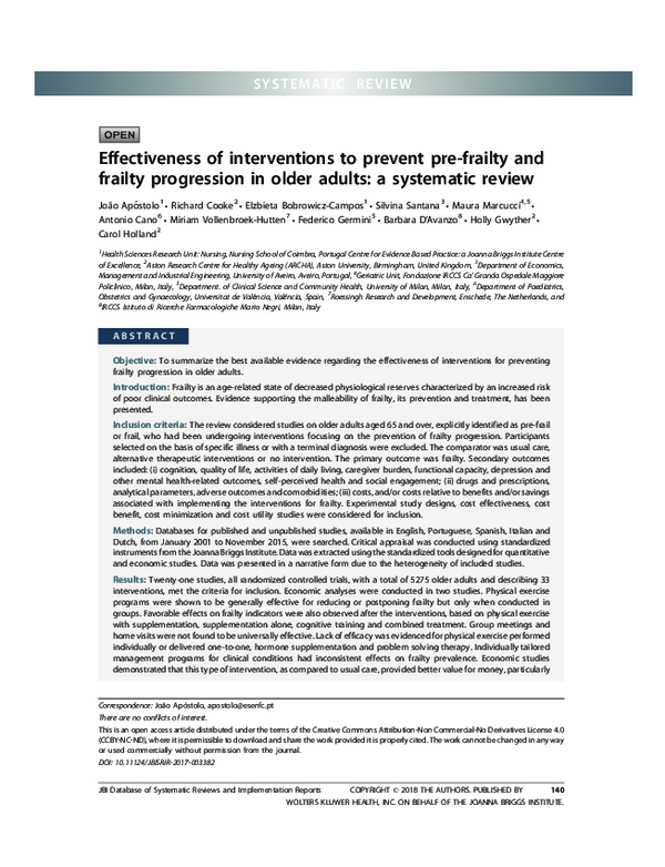 (PDF) Effectiveness of interventions to prevent pre-frailty and frailty ...