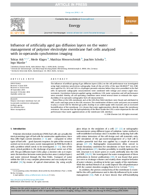 (PDF) Influence of artificially aged gas diffusion layers on the water ...