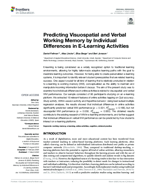 (PDF) Predicting Visuospatial and Verbal Working Memory by Individual ...