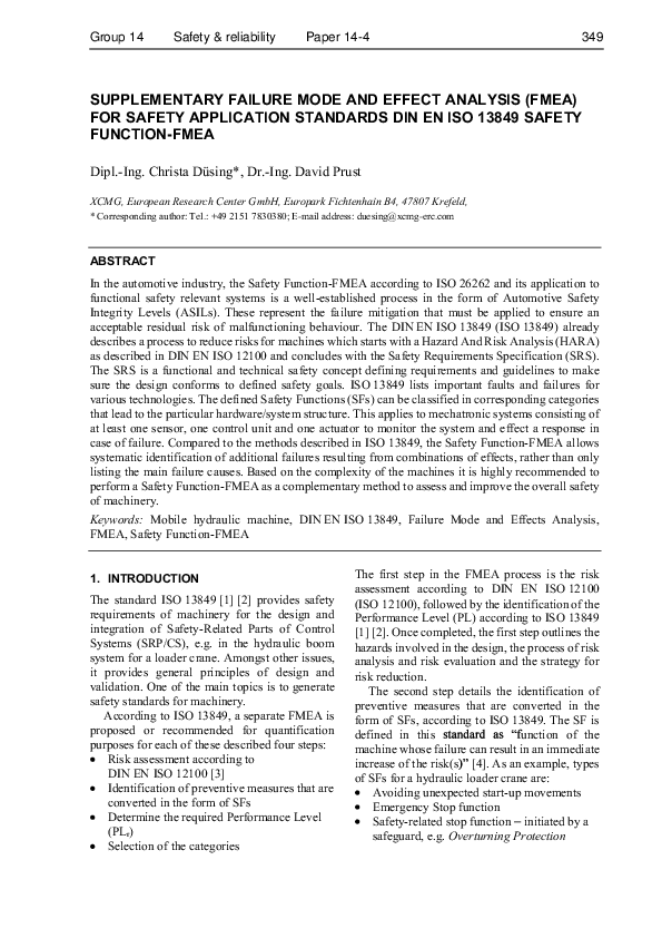 (PDF) Supplementary failure mode and effect analysis (FMEA) for safety ...