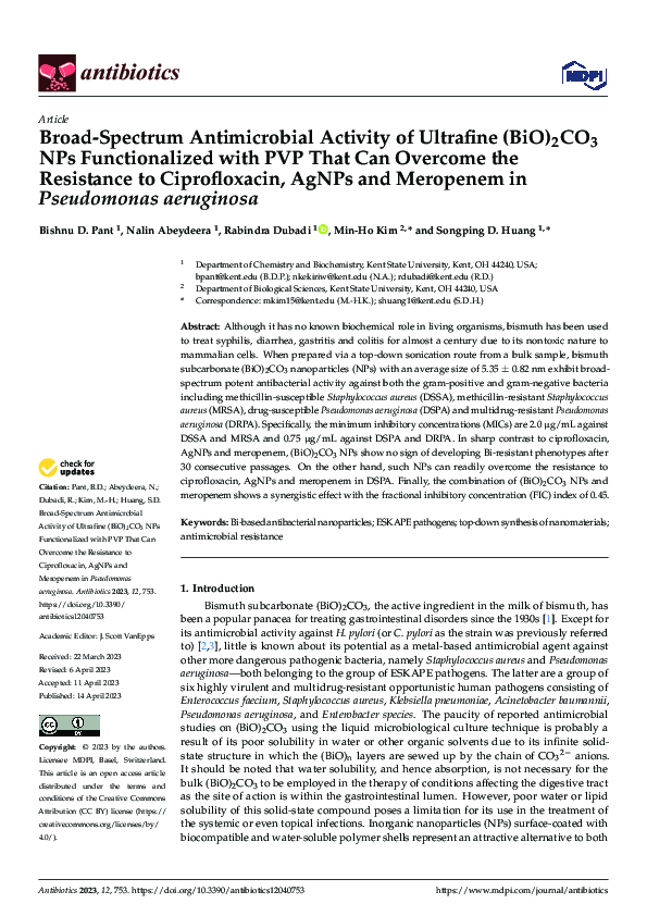 (PDF) Broad-Spectrum Antimicrobial Activity of Ultrafine (BiO)2CO3 NPs ...