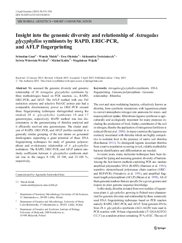 (PDF) Insight into the genomic diversity and relationship of Astragalus ...