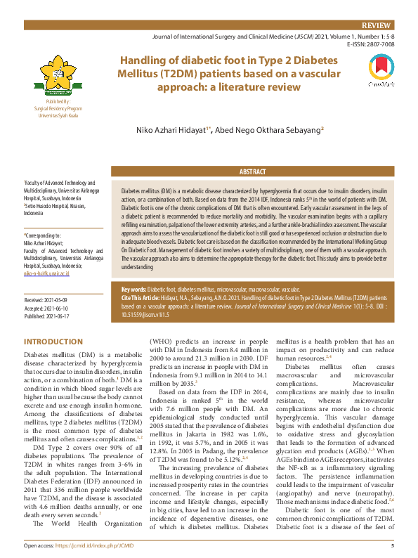 (PDF) Handling of diabetic foot in Type 2 Diabetes Mellitus (T2DM ...