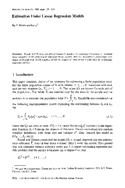 (PDF) Estimation under linear regression models