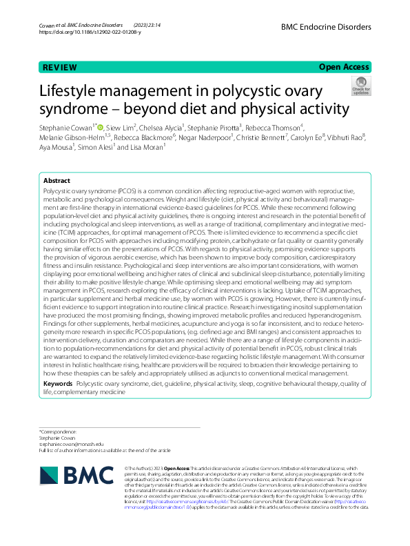 (PDF) Lifestyle management in polycystic ovary syndrome – beyond diet ...