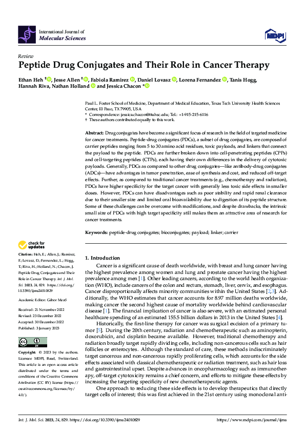 (PDF) Peptide Drug Conjugates and Their Role in Cancer Therapy