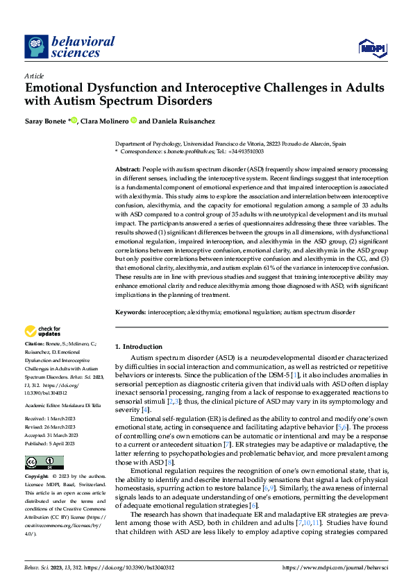 (PDF) Emotional Dysfunction and Interoceptive Challenges in Adults with ...