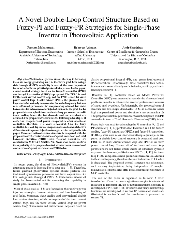 (PDF) A Novel Double-Loop Control Structure Based on Fuzzy-PI and Fuzzy ...
