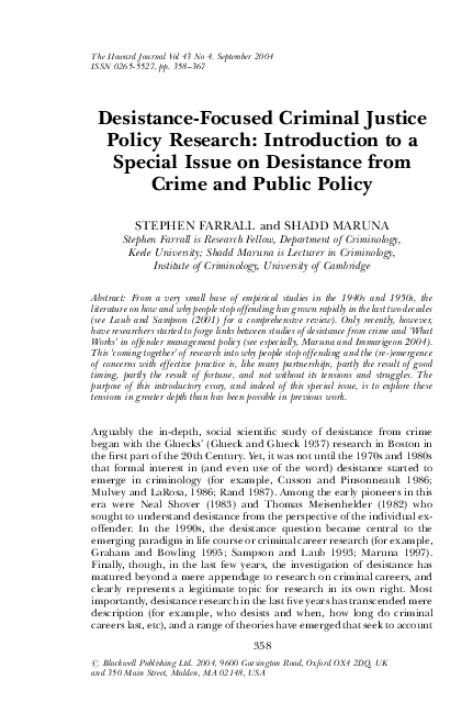 (PDF) Desistance-Focused Criminal Justice Policy Research: Introduction ...