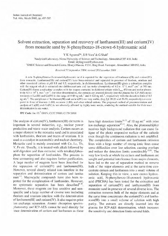 (PDF) Solvent Extraction Separation and Recovery of Components from ...