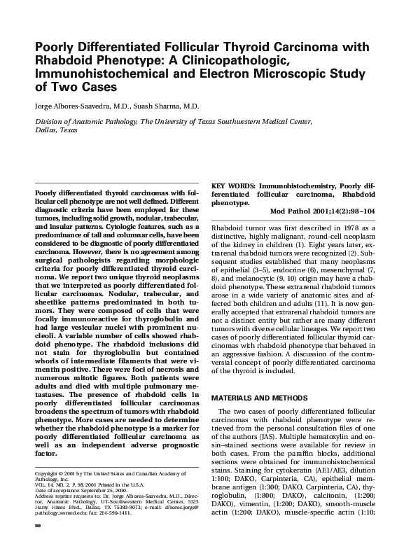 (PDF) Poorly Differentiated Follicular Thyroid Carcinoma with Rhabdoid ...