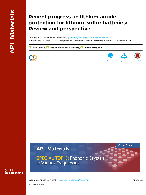 (PDF) Recent progress on lithium anode protection for lithium–sulfur ...