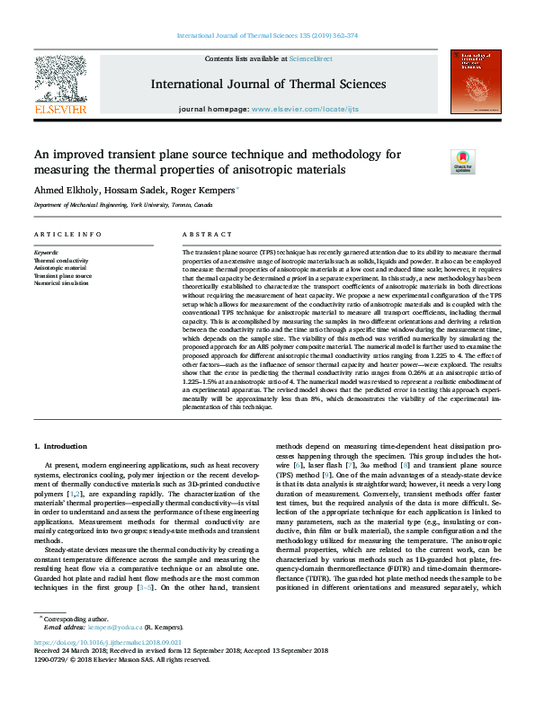 (PDF) An improved transient plane source technique and methodology for ...
