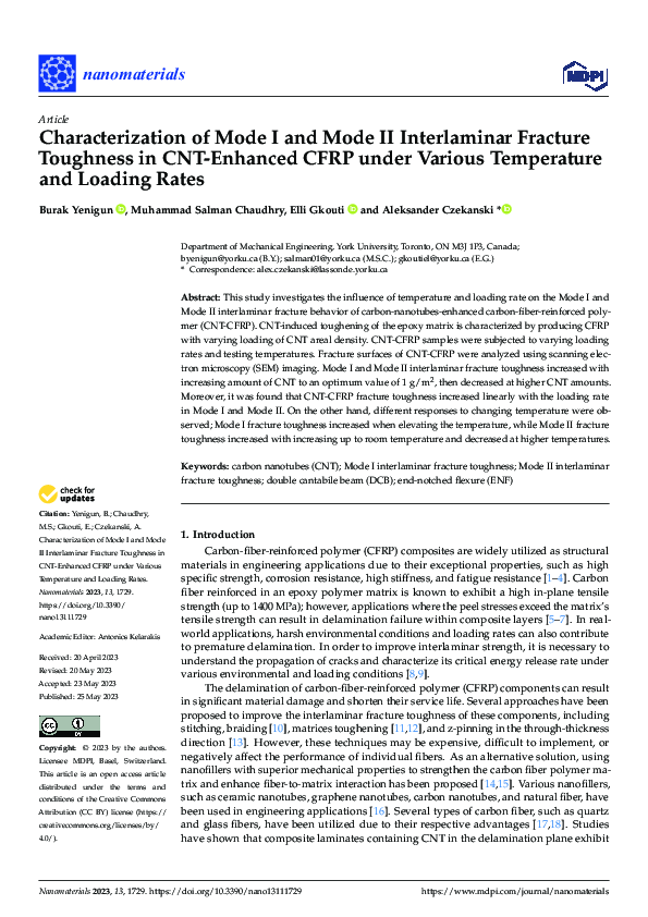 (PDF) Characterization of Mode I and Mode II Interlaminar Fracture ...