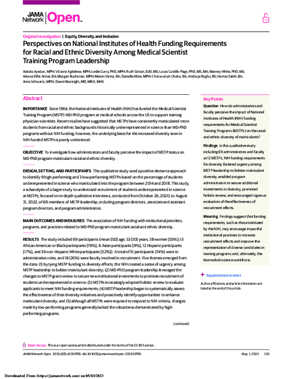 (PDF) Perspectives on National Institutes of Health Funding ...
