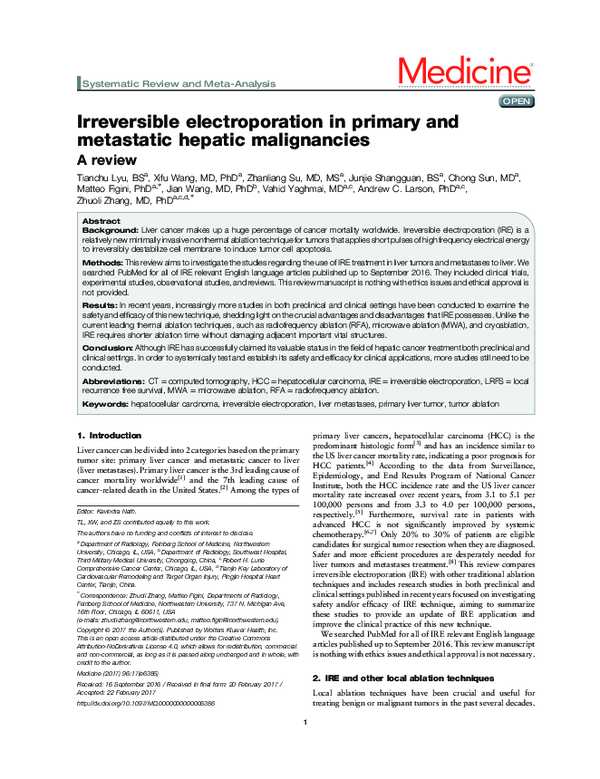 (PDF) Irreversible electroporation in primary and metastatic hepatic ...