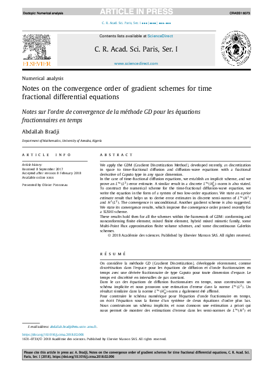 (PDF) Notes on the convergence order of gradient schemes for time ...