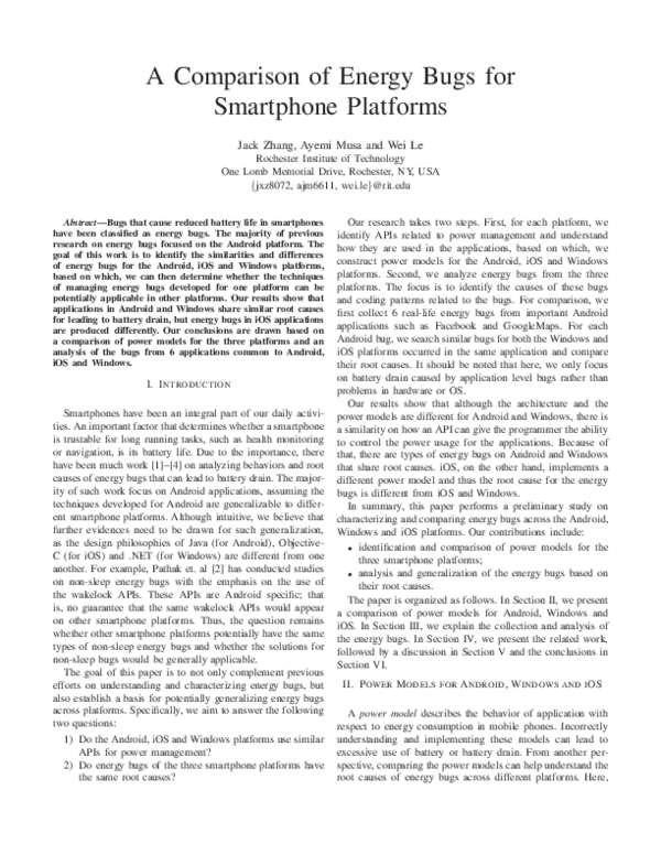(PDF) A comparison of energy bugs for smartphone platforms