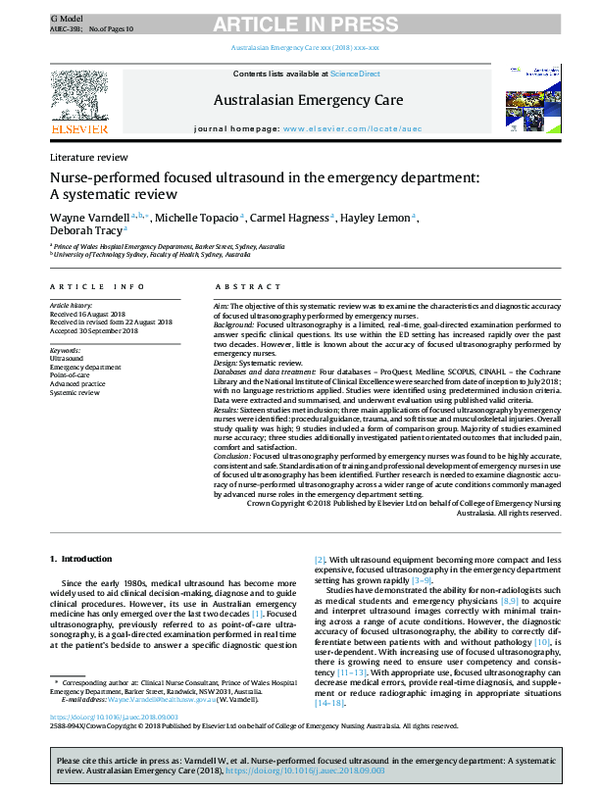 (PDF) Nurse-performed focused ultrasound in the emergency department: A ...