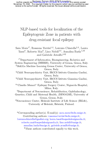 (PDF) NLP-based tools for localization of the Epileptogenic Zone in ...