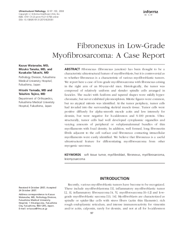 (PDF) Fibronexus in Low-Grade Myofibrosarcoma: A Case Report