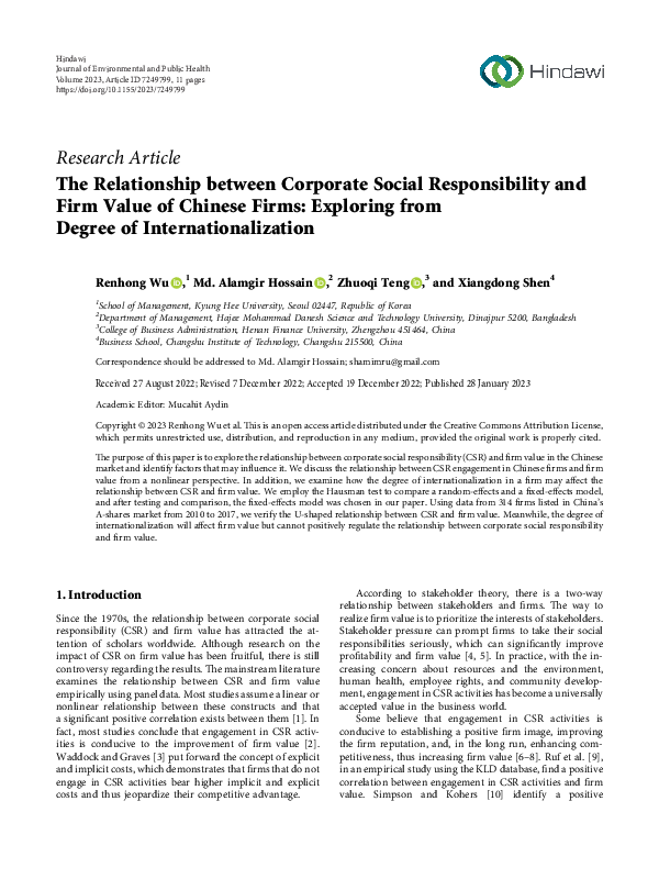 (PDF) The Relationship between Corporate Social Responsibility and Firm ...