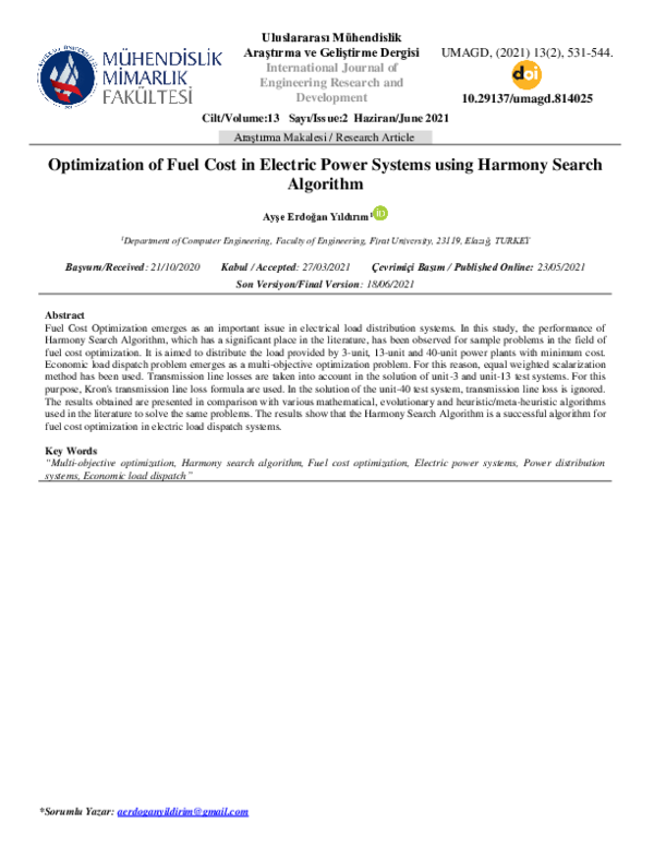 (PDF) Optimization of Fuel Cost in Electric Power Systems using Harmony ...