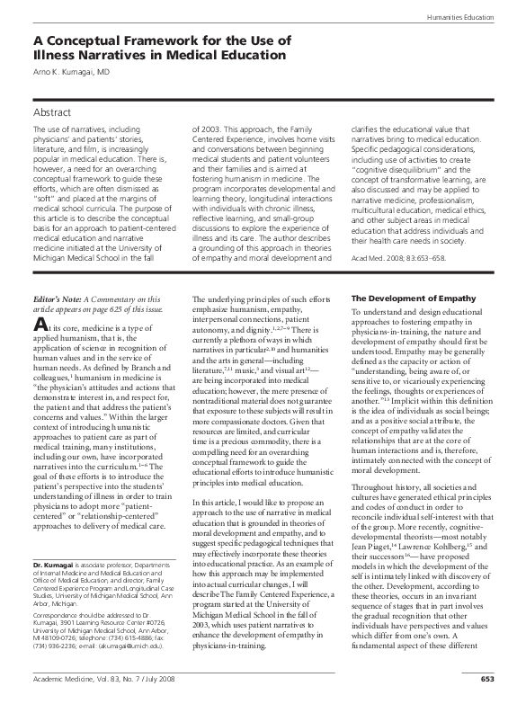 (PDF) A Conceptual Framework for the Use of Illness Narratives in ...