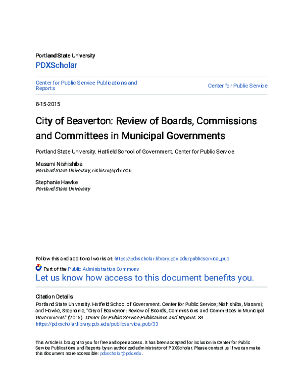 (PDF) Review of Boards, Commissions and Committees in Municipal Governments