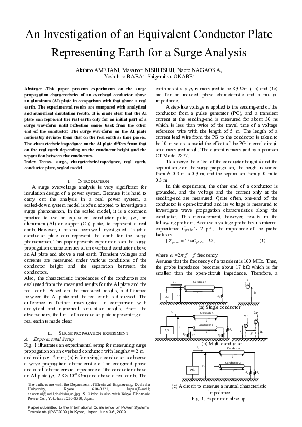 (PDF) An Investigation of an Equivalent Conductor Plate Representing ...