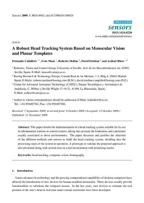 (PDF) A Robust Head Tracking System Based on Monocular Vision and ...