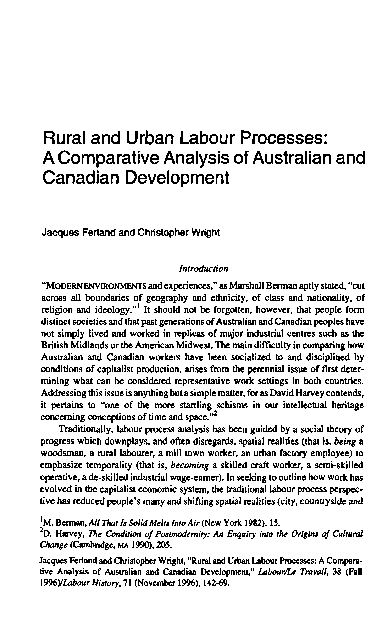 (PDF) Rural and Urban Labour Processes: A Comparative Analysis of ...