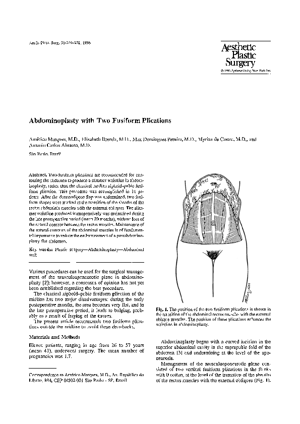 (PDF) Abdominoplasty with two fusiform plications
